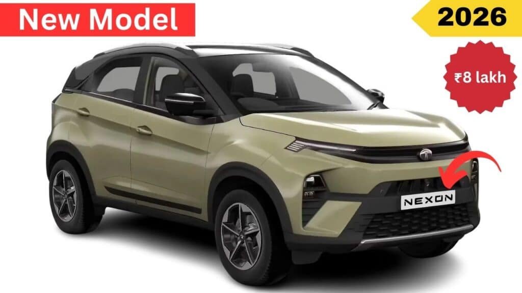 2026 Tata Nexon latest model with bold front grille and LED headlights