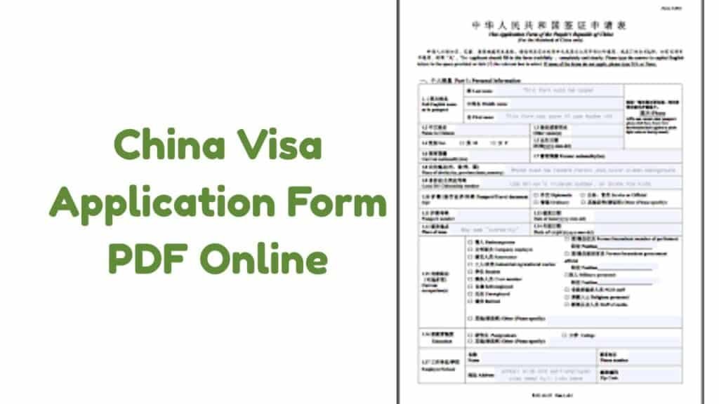 China Visa Application Form PDF Online