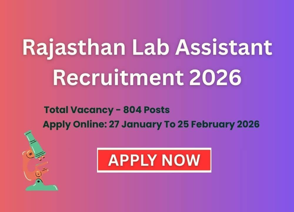 Lab Assistant Vacancy 2026 Rajasthan