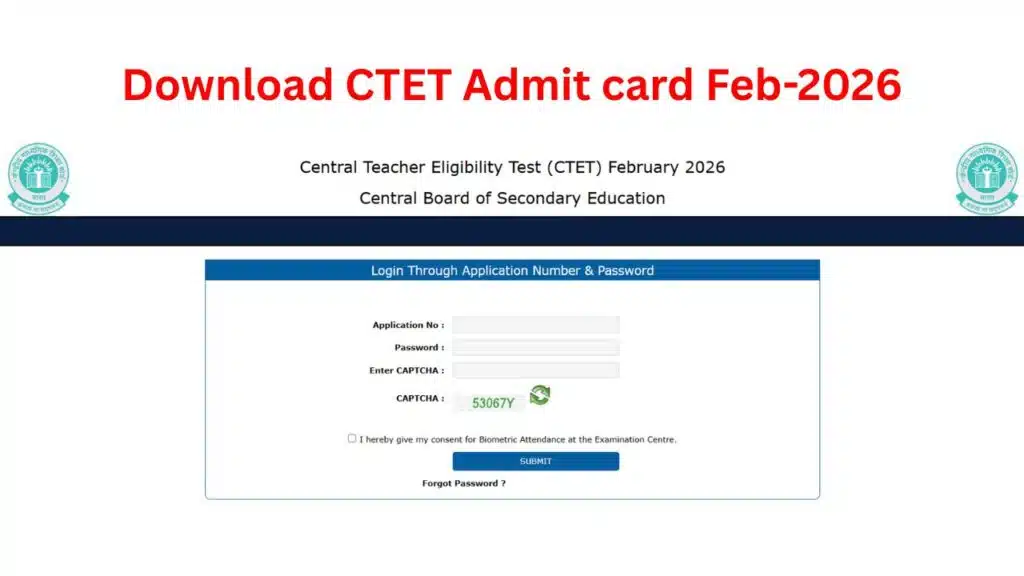 Download CTET Admit card Feb-2026
